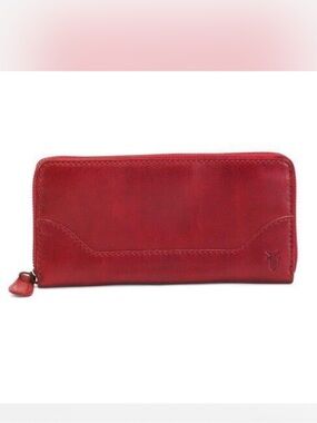 Frye Women's Melissa Zip Around Leather Wallet  Burgundy NWT